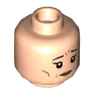 Minifig Head Mafalda Hopkrik / Hermione Granger, Eylashes with Peach Lips / Angry with Open Mouth and Freckles Print