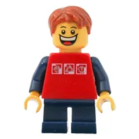 Kid - Red Torso, Dark Blue Legs, Dark Orange Hair