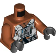 Torso Flight Suit with Straps and Black Hose Print, Dark Orange Arms, Black Hands