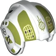 Helmet Rebel Pilot, Center Ridge with Olive Green Stripes and Yellow Grid on Olive Green Print