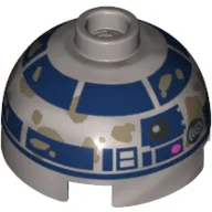 Brick Round 2 x 2 Dome Top, Hollow Stud with R2-D2 with Mudstains Print