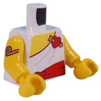 Torso, Toga, Red Sash with Bow, Red Heart with Gold Arrow, Gold Arm Brace print, Yellow Arms and Hands