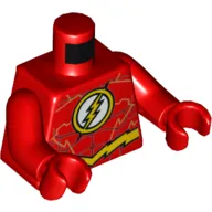 Torso Muscles, Yellow Lightning, Flash Logo, Yellow Belt Print, Red Arms and Hands