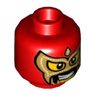 Minifig Head El Macho Wrestler, Balaclava with Eye and Mouth Holes, Gold Mask, Drooping Moustache and Stubble Print [Hollow Stud]