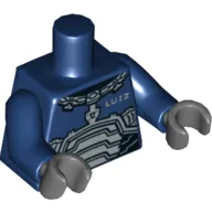 Torso Space Armor with 'LUIZ' Print, Dark Blue Arms, Dark Bluish Gray Hands
