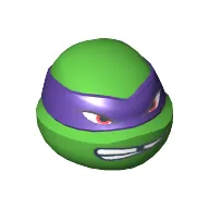Minifig Head Special, Ninja Turtle with Dark Purple Mask and Missing Tooth Scowl Print (Donatello)