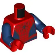 Torso, Silver Spider Webs, Back Spider Logo in Front, Red Spider on Back, Dark Blue Panels print, Dark Blue Arms, Red Hands