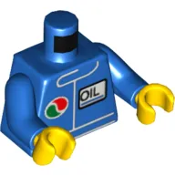 Torso Racing Jacket with Octan Logo and 'OIL' Print, Blue Arms, Yellow Hands