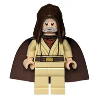 Obi-Wan Kenobi, Old, Tan Robes, Dark Brown Hood and Cape