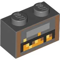 Brick 1 x 2 with Pixelated Fireplace, Fire print
