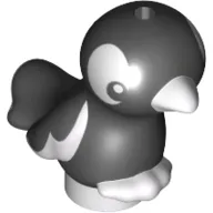 Animal, Bird, Feet Joined, Black Body, White Eyes, White Beak, White Feet