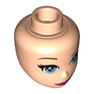 Minidoll Head with Blue Eyes and Magenta Lips with Smirk Print