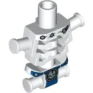 Torso Skeleton, Angular Rib Cage, Bone Cracks, Patches, Blue Loincloth with Skull Symbol