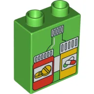 Duplo Brick 1 x 2 x 2 with Medicine and Pill Bottles