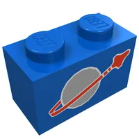 Brick 1 x 2 with Classic Space Logo Print