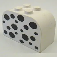 Brick Curved 2 x 4 x 2 Double with Black Spots Print