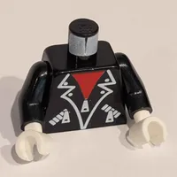 Torso, Jacket, White Zippers, Trim, Red Shirt print, Black Arms, White Hands