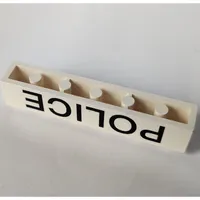 Brick 1 x 6 with Bottom Tubes and 2 Lowered Cross Supports with 'POLICE' Thin Black Print
