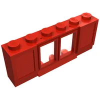 Window 1 x 6 x 2 with Shutters (old type) with Extended Lip and Solid Studs, with Fixed Glass