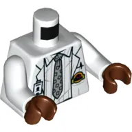 Torso Lab Coat, White Striped Shirt, Light Bluish Grey Tie, ID Tag Print, White Arms, Reddish Brown Hands