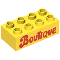 Duplo Brick 2 x 4 with 'Boutique' Text Print