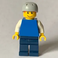 Man, Plain Blue Torso with White Arms, Dark Blue Arms, Light Bluish Gray Helmet