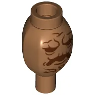 Plant, Root Vegetable with Stud on Top and Pin on Bottom with Reddish Brown Mandrake Face Print