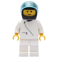 Racer, White Jacket with Zipper, Black Helmet with Visor