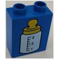 Duplo Brick 1 x 2 x 2 with Baby Bottle Yellow Top Print