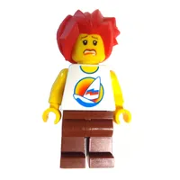 White Torso with Surfboard, Reddish Brown Legs, Red Hair