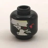 Minifig Head Nindroid, Silver Plating, Mechanical Red Eye Print [Hollow Stud]