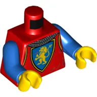 Torso Armor, Gold Lion on Blue Field Crest, Chainmail print, Blue Arms, Yellow Hands