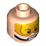 Minifig Head Luke Skywalker, Orange Visor, Brown Eyebrows, Chin Strap, Visor Down / Visor Up Print