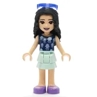 Emma - Dark Blue Top, Light Aqua Skirt, Glasses