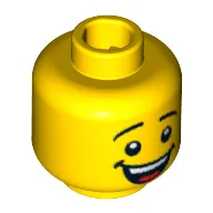 Minifig Head 'Where are my Pants?' Guy, Eyebrows, Open Mouth Smile with Teeth and Tongue Print [Hollow Stud]