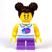 Kid, White Torso, Medium Lavender Legs, Dark Brown Hair