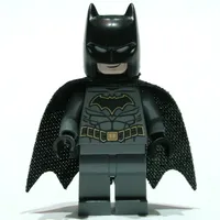 Batman, Dark Bluish Gray Suit, Black Cape and Cowl, Black Head, Dark Bluish Gray Legs, Gold Trim Batman Logo (19185 Cape)