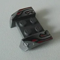 Mudguard 2 x 4 with Molded Headlights and Silver/Red/Black Flame Curves Print