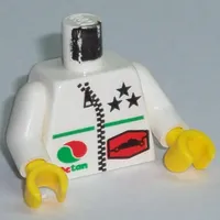 Torso Octan Logo and 3 Stars and Zipper Print, White Arms, Yellow Hands