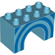 Duplo Brick 2 x 4 x 2 Arch with Blue Half Circles Print