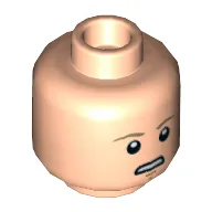 Minifig Head Luke Skywalker, Dark Tan Eyebrows, Chin Dimple, Concerned / Closed Eyes, Meditating Print