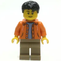 Orange Torso, Dark Tan Legs, Black Hair