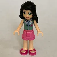 Emma - Sand Green Top, Dark Pink Shorts