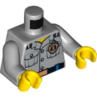 Torso Shirt with Pockets and Copper Life Preserver Badge (Coast Guard) and Belt Print, Light Bluish Gray Arms, Yellow Hands