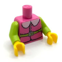 Torso Jacket with Fur Collar, Lime Belt print, Lime Arms, Yellow Hands