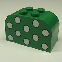 Brick Curved 2 x 4 x 2 Double with Dots White Print