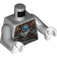 Torso Mummy Wrapping, Copper Armor with Rivets, Chains and Blue Round Jewel (Chi) Print, Light Bluish Gray Arms, White Hands