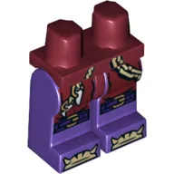 Hips and Dark Purple Legs with Cord with Teeth, Buckles on Knees and Bones on Feet Print