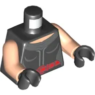 Torso Dress with 2 Silver Vertical Lines and Red Belt with Buckle Print, Light Nougat Arms, Black Hands