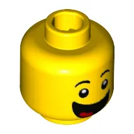 Minifig Head Birthday Cake Guy, Surprised Happy Open Mouth
